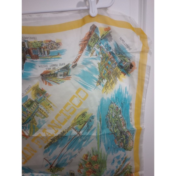 Vintage SNCO San Francisco Souvenir Scarf – 26" Square Nylon Made in Japan - Picture 2 of 6